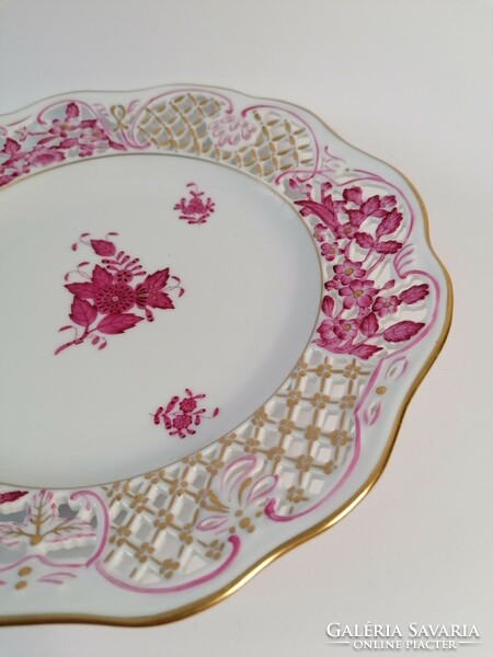 Herendi Apponyi pur-pur decorative plate / wall plate, dia.: 24cm,