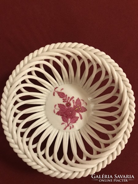 Herend burgundy Appony pattern porcelain basket