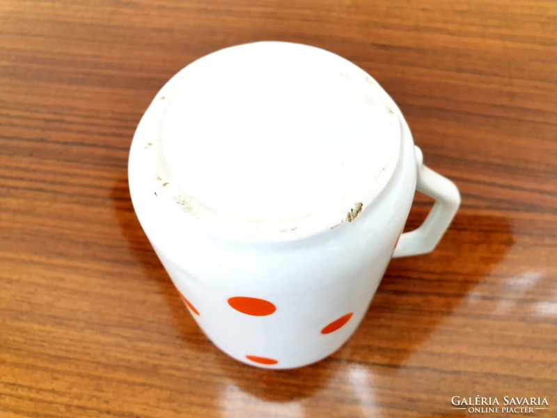 Old Zsolnay porcelain mug with red polka dots old tea cup