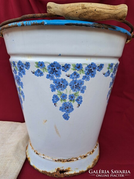 Csepel forget-me-not floral enameled bucket legacy antique nostalgia