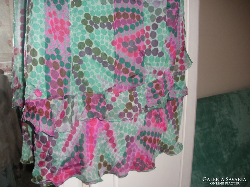 Nanette zöld - pink selyem ruha
