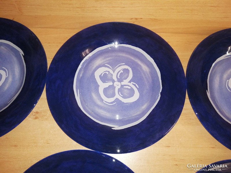 Set of 7 small glass flower pattern plates 19.5 cm (2p)