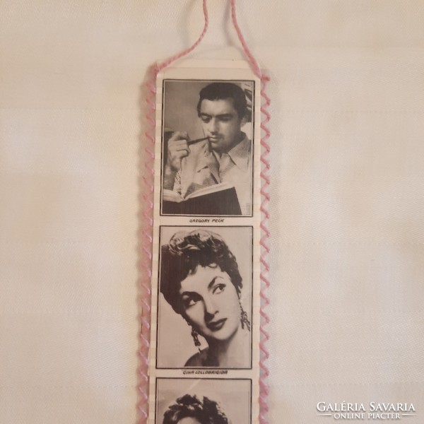 Retro bookmark with photos of popular foreign actors on both sides