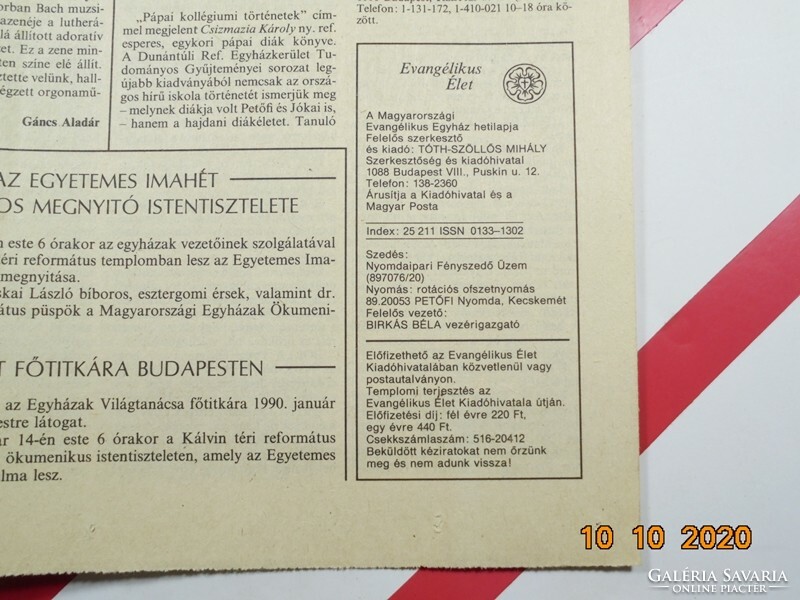 Régi retro újság - Evangélikus Élet - 1990. június 3. - Születésnapra ajándék