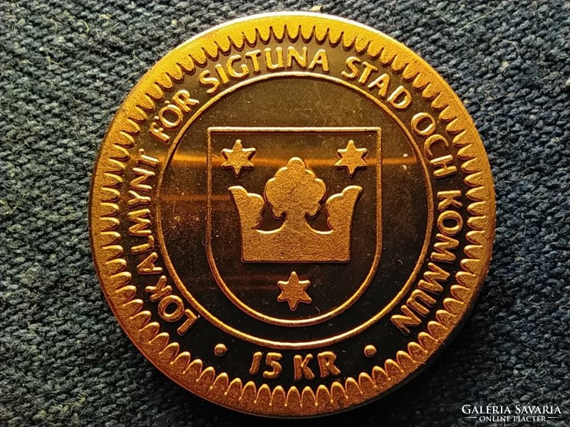 Svédország Sigtuna A pogányság vége 1988 réz 15 korona helyi pénz (id55354)