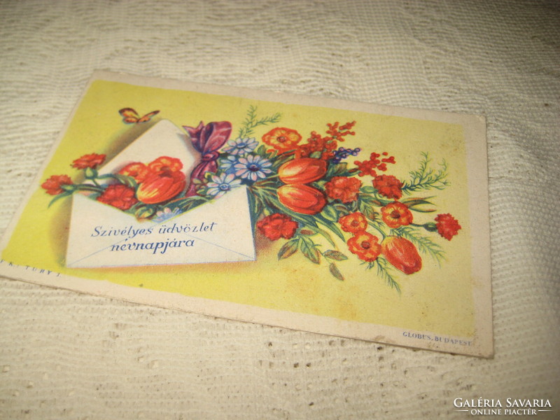 Warm greetings for your name day from the 1940s on the fashionable small postcards of that time