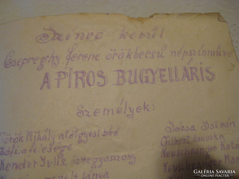 Egerági (baranya) invitation to the piros bugelláris folk play 1925. Feb. 15. Me