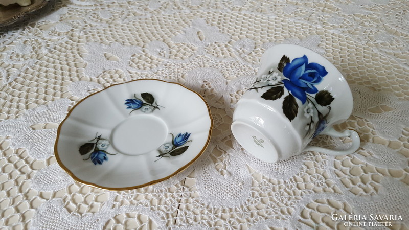 Gyönyörű kékrózsás Winterling porcelán csésze+alj