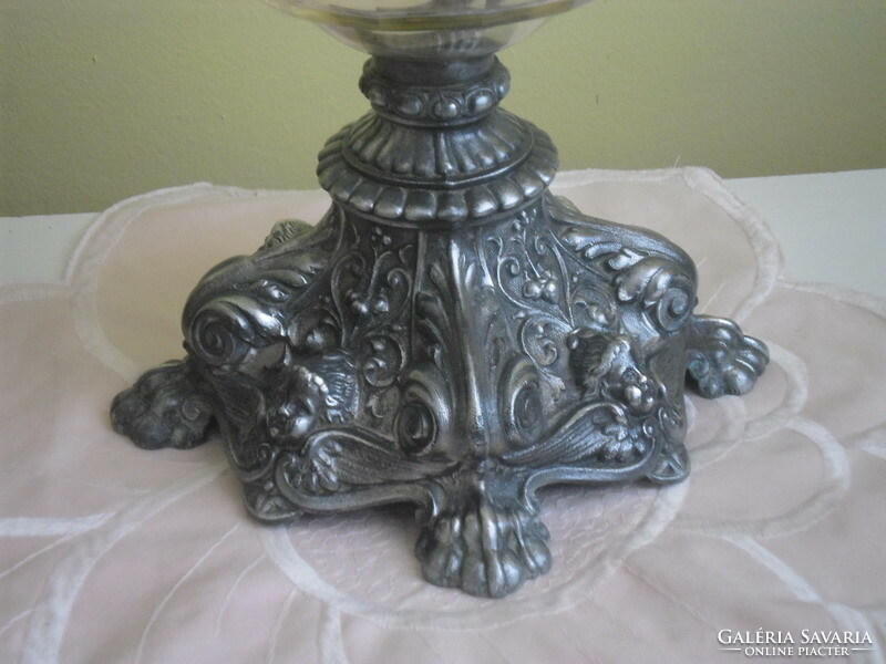 Old baroque table kerosene lamp with spaiater base