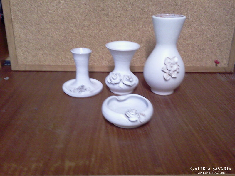 Ceramic candle holder, ashtray, vase 4 pcs