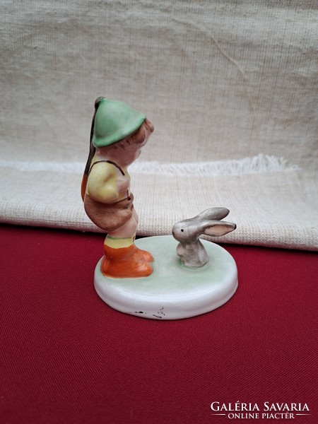 Bodrogkeresztúr ceramic hunter rabbit nipp figure display case display case legacy antique nostalgia