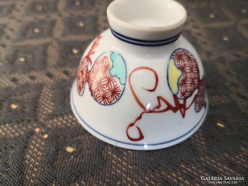 Japanese porcelain sake pourer and glass, marked