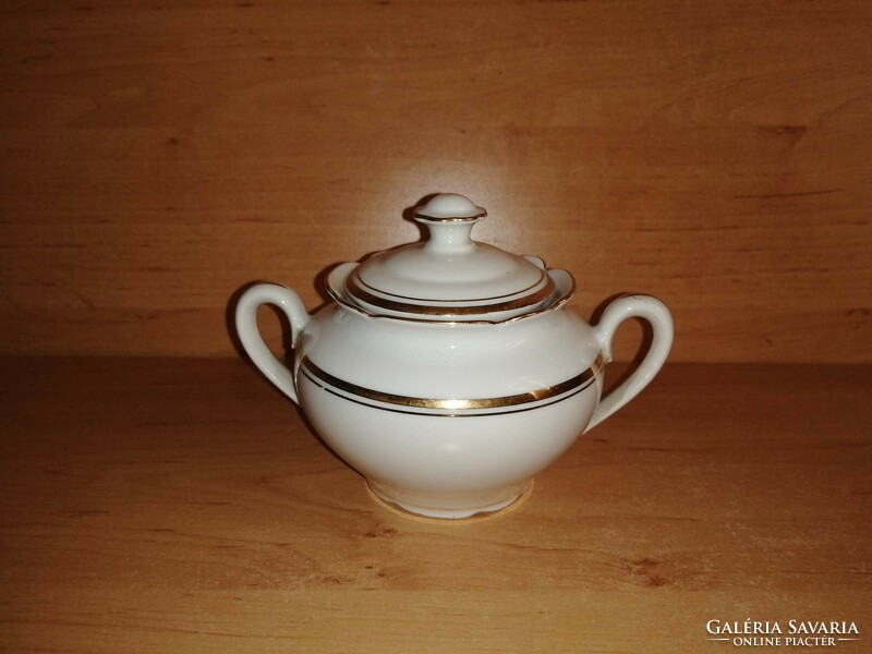 Mz Czech porcelain gold striped sugar bowl (6/k)