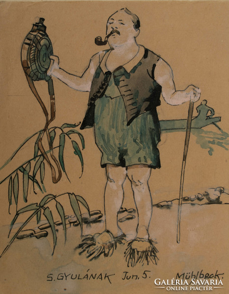Mühlbeck Károly (1869-1943): Karikatúra, "S Gyulának"