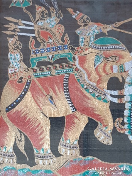Régi indiai selyemre festett kép