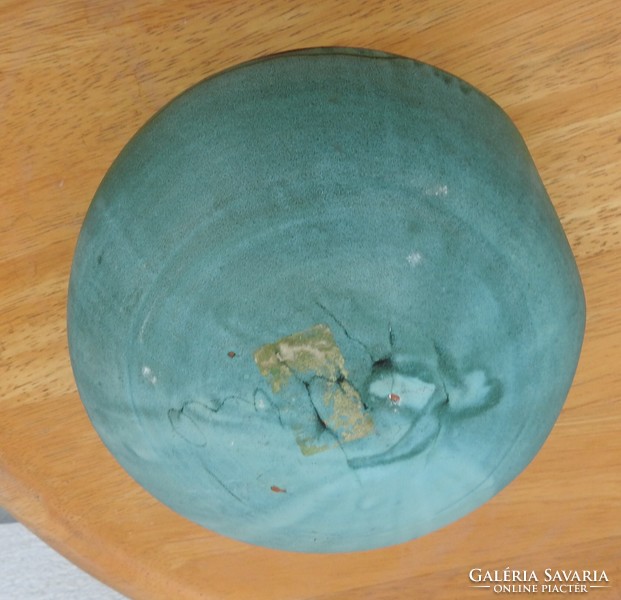 Turquoise green mid century pebble vase