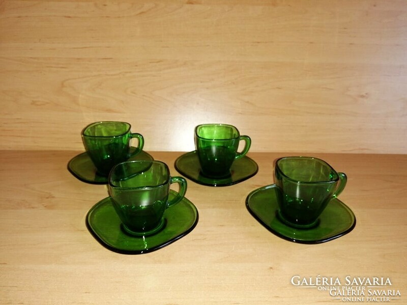 Art deco green glass coffee cup set for 4 people (6 / k)