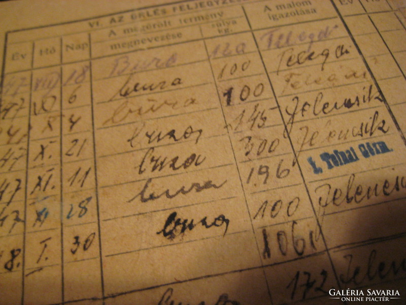 Agricultural, official self-sufficiency card for the year 1947 - 1948