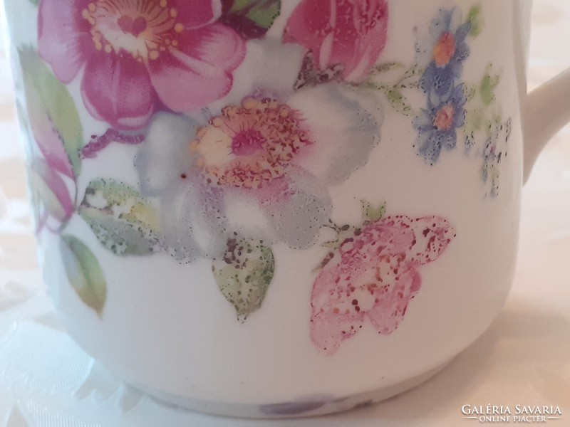 Old Zsolnay porcelain mug wild rose folk tea cup