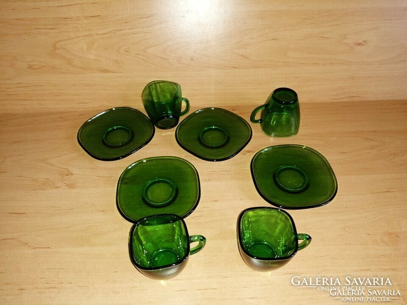 Art deco green glass coffee cup set for 4 people (6 / k)