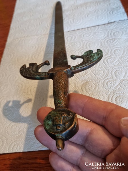 40 cm!! Rare dagger with antique bronze handle