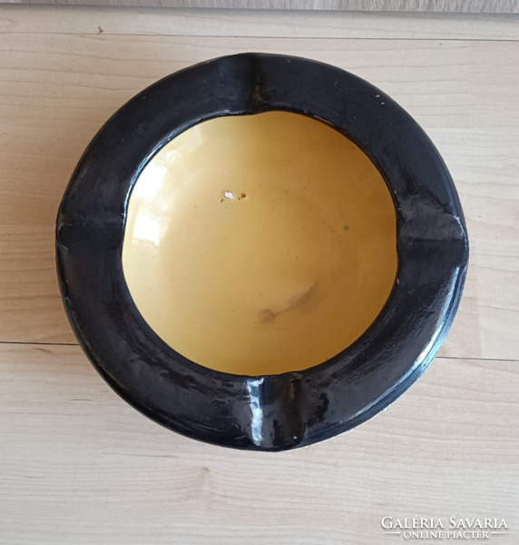 Retro Hódmezővásárhely ceramic bowl with cracked glaze