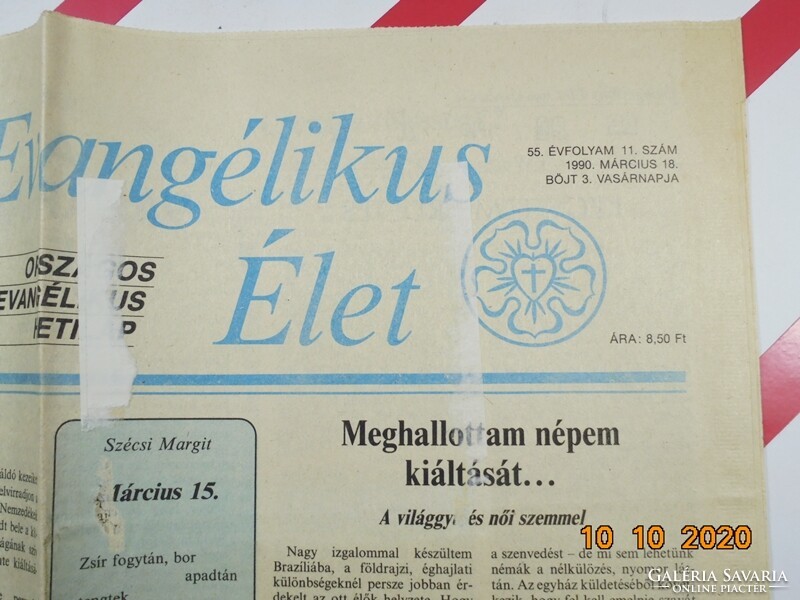 Régi retro újság - Evangélikus Élet - 1990. március 18. Születésnapra ajándék