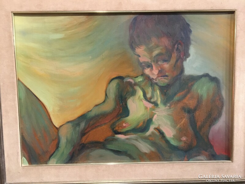 Oil on canvas nude on cardboard!!! 87X68 cm!!