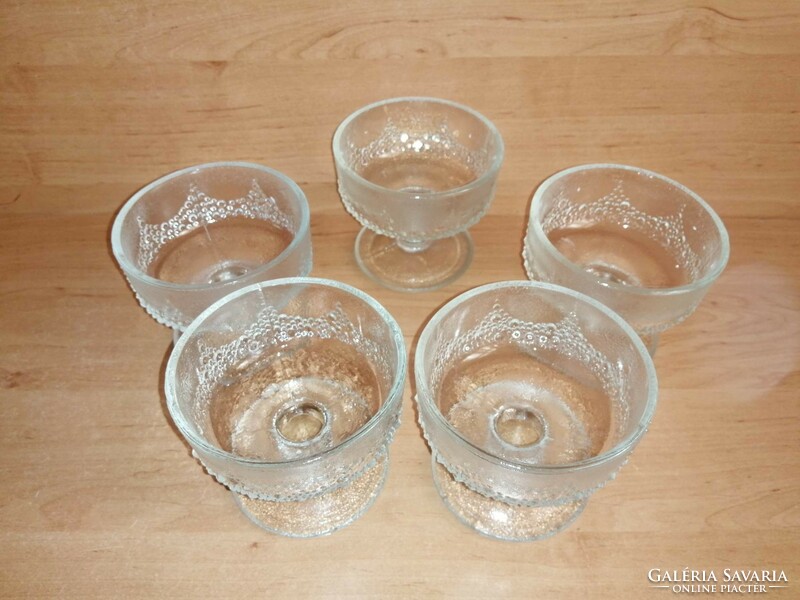 Retro talpas üveg desszertes pohár kehely készlet 5 db (23/d)