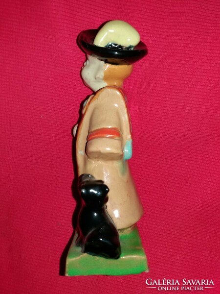 Antique extremely rare hop brothers ceramic figure shepherd child in a cute filter 17 x 10 cm