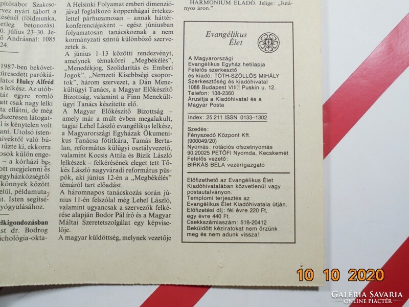 Régi retro újság - Evangélikus Élet - 1990. július 1. - Születésnapra ajándék