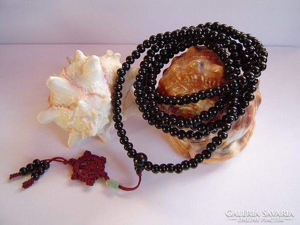 Sandalwood prayer beads, mala, black color, 216 stitches, 6mm