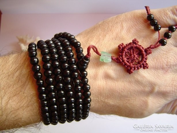 Sandalwood prayer beads, mala, black color, 216 stitches, 6mm