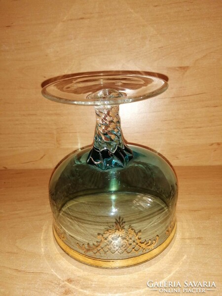 Blue glass goblet with golden pattern 11 cm (b)