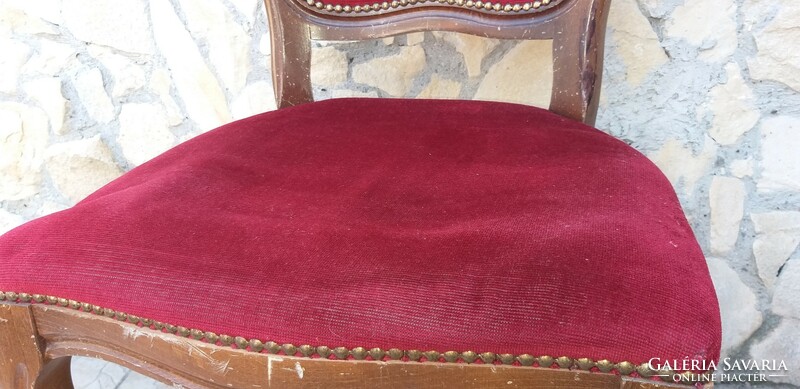 Neobaroque wooden chair with red upholstery