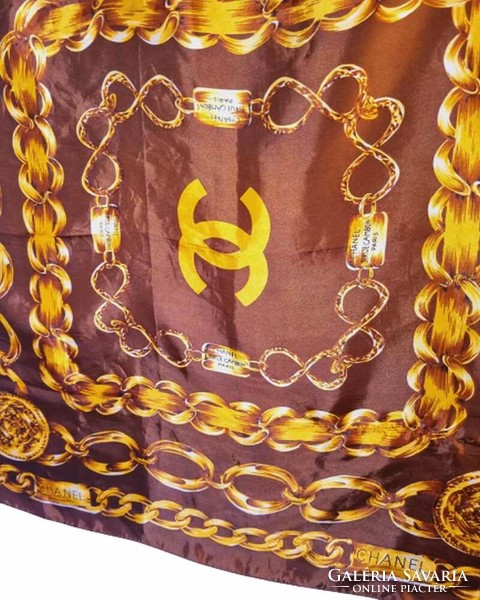 Chanel silk vintage women's scarf 85x85 cm. (3419)