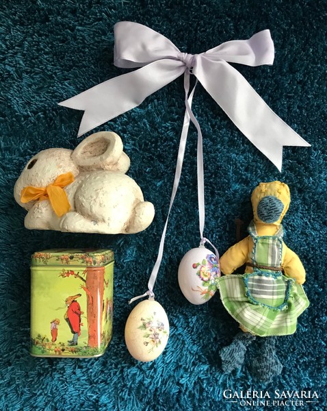 Easter package, bunny, metal box, eggs, etc.
