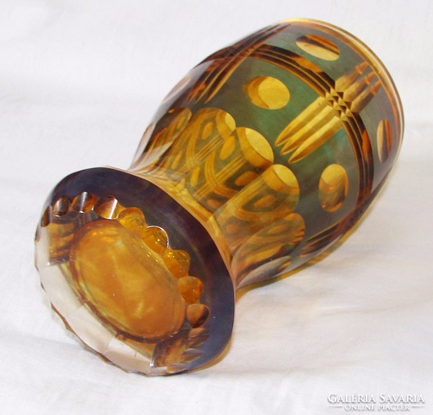 Antique Czech original double layer überfrang Bieder decorative glass