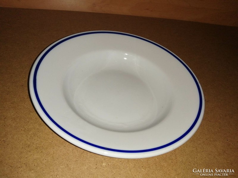 Zsolnay porcelán kék csíkos mélytányér 24 cm (2p)