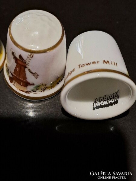 Sutherland England Anthony Jackson English porcelain thimble with vintage windmill decor