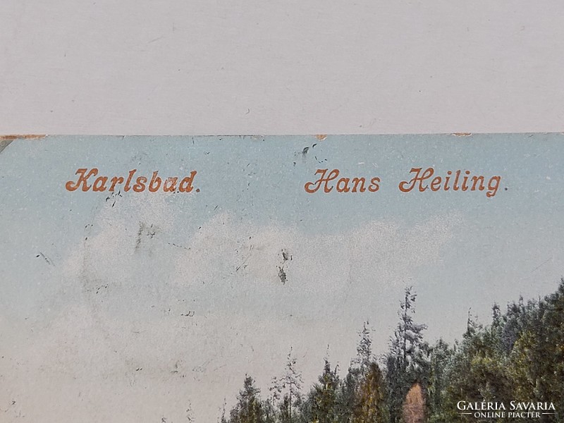 Régi képeslap 1908 Karlsbad fotó levelezőlap tájkép