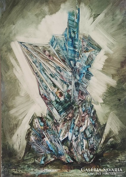 János Bauer's abstract painting