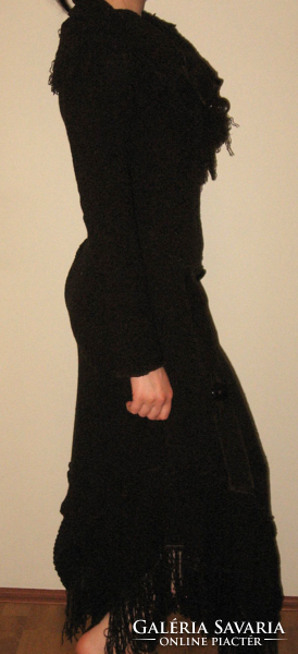 Beautiful vintage women's knitted dress with leather applique