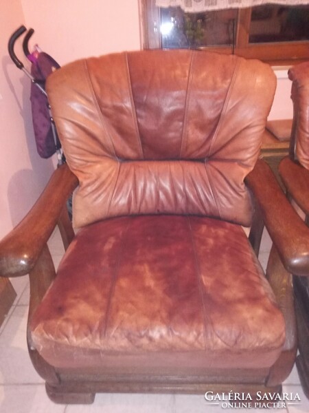 Real leather, solid, carved oak armchairs 30,000 for two! Take it! They are for sale.