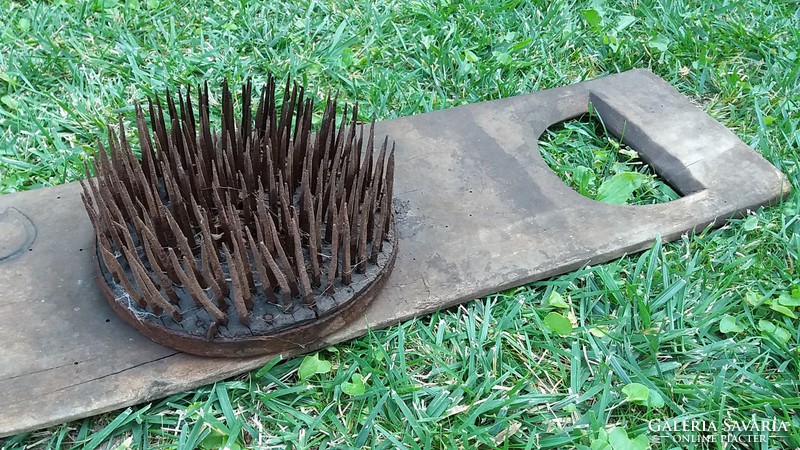 Vintage old folk work tool with antique wooden tool hemp comb