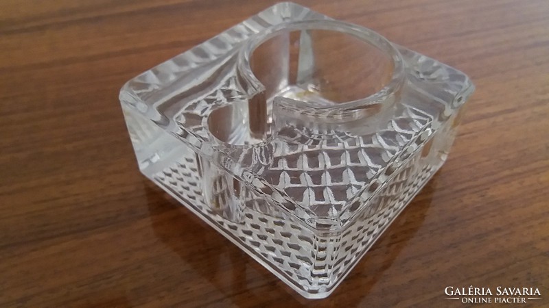 Old vintage glass inkwell calamari desk accessory