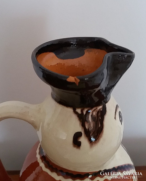 Pitcher old tile jug folk wine pot miska jug vintage decoration