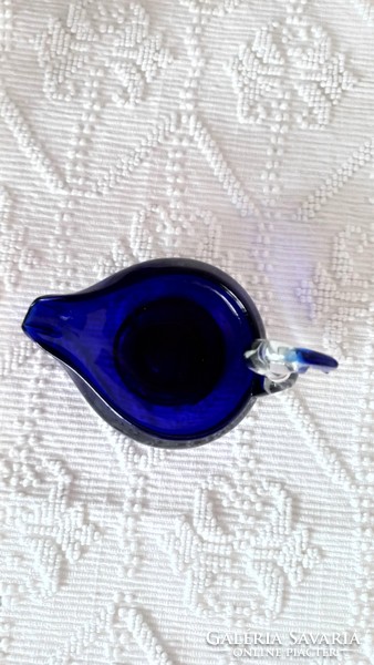 Cobalt blue swan-shaped glass ashtray, flawless, 7.5 x 11 cm.