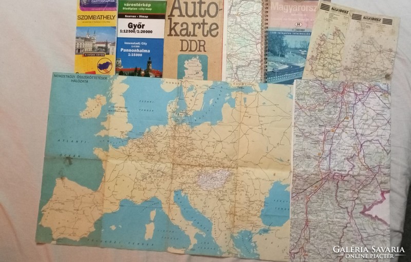 Old retro maps, east germany-ddr-hungary -international etc ...