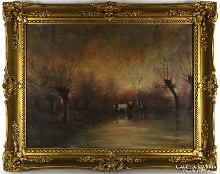 1M487 xx. Century painter: cows in the floodplain forest